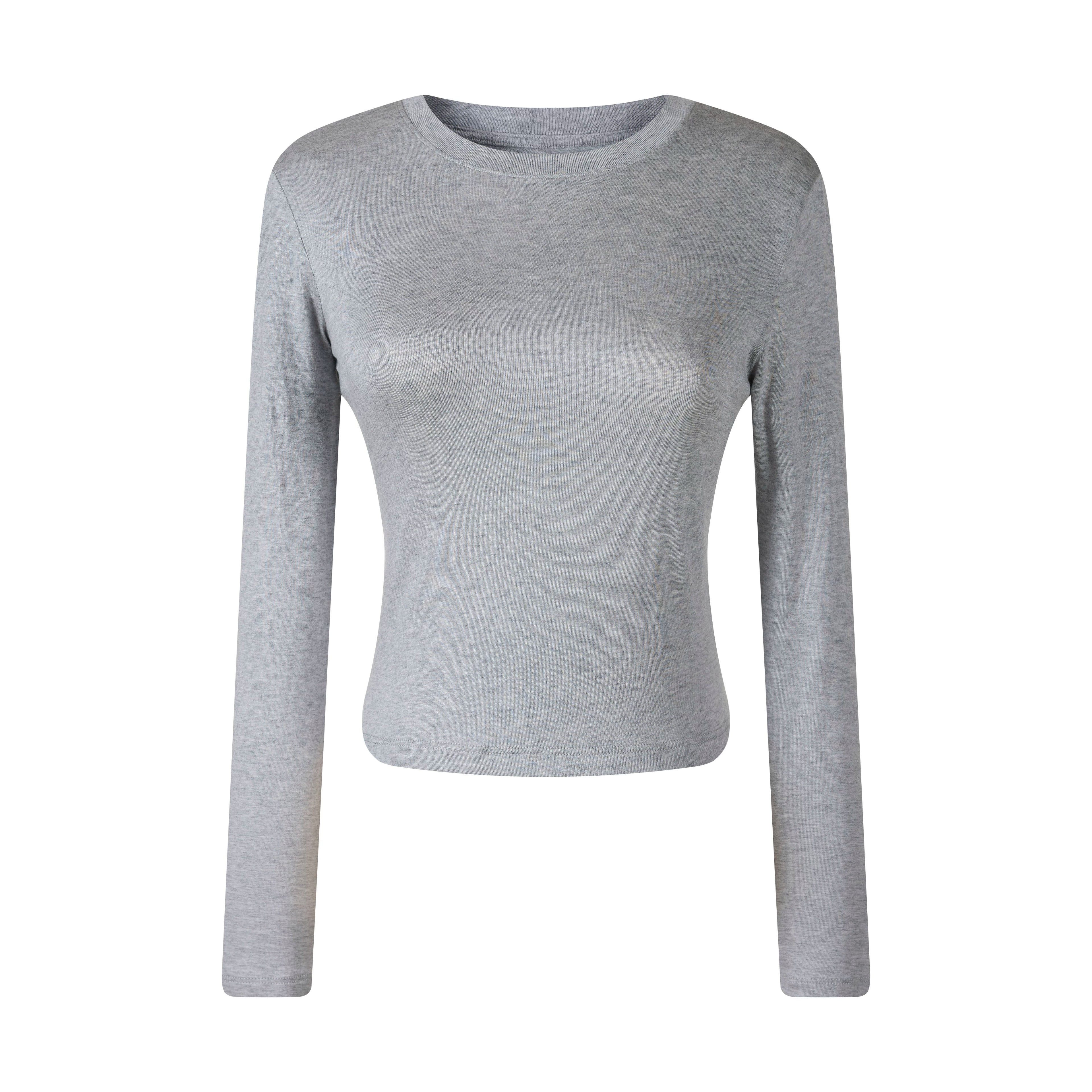 OV Original/White Long sleeved T-shirt Women's Autumn Korean Edition Slim fit Short Bottom Shirt Extremely Simple Style Solid Color Slimming Top