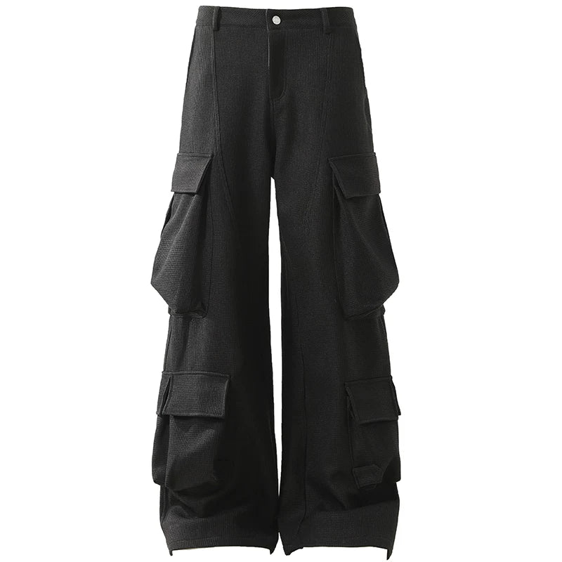 OV original retro deconstruction silhouette multi pocket work pants for men and women, loose straight tube, high-end feeling, curved knife casual pants