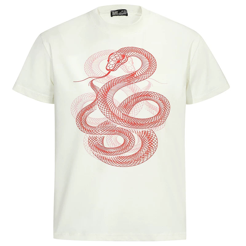 OV Original/Summer China-Chic Year of the Snake Limited 3D Printed Short Sleeve T-shirt Boy and Girl's box shaped Straight Shoulder Slim Top
