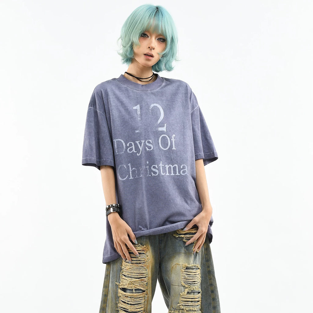OV original American retro vintage dyed short sleeved T-shirt for men and women in summer loose vintage street style top trend