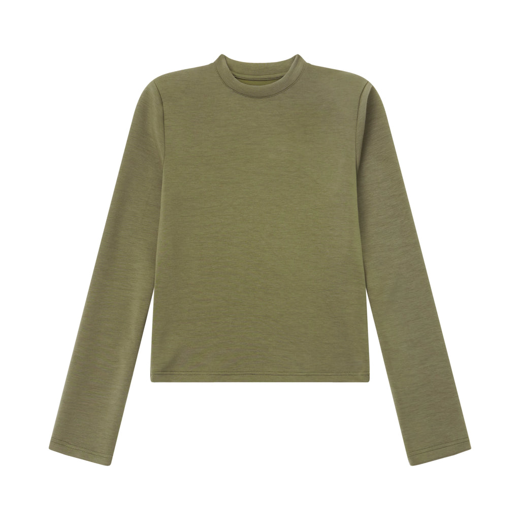 OV original/American slim fit solid color half high neck long sleeved T-shirt for women in autumn, short style shoulder pads, high-end feeling, base shirt trend