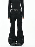 OV original American punk subculture multi pocket work pants with rivet design for men and women, slim fit micro flared pants, trendy