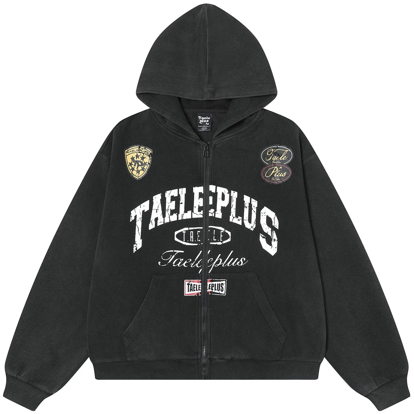 OV original American racing style vintage washed hooded sweatshirt for men and women autumn loose casual cardigan zipper jacket