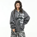 OV original American cross print dirty dye vintage hooded sweatshirt for men and women autumn street loose cardigan jacket