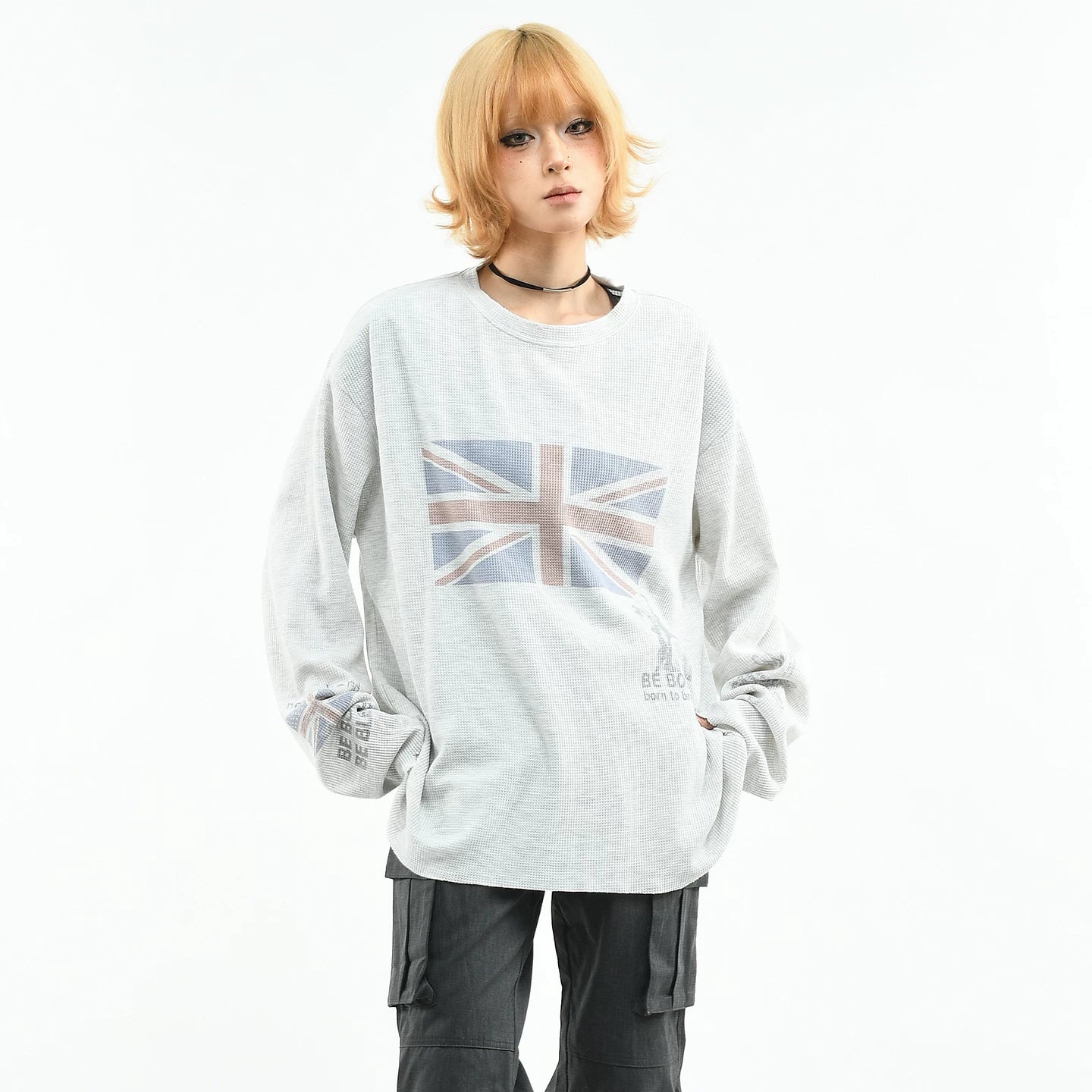 OV original/American subculture vintage washed long sleeved T-shirt for women, spring niche fashion brand loose burr top for men