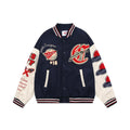 OV Original Winter High Street Retro Plush Embroidered Baseball Jacket with Cotton Jacket for Men and Women Hip Hop Loose Thick Cotton Jacket