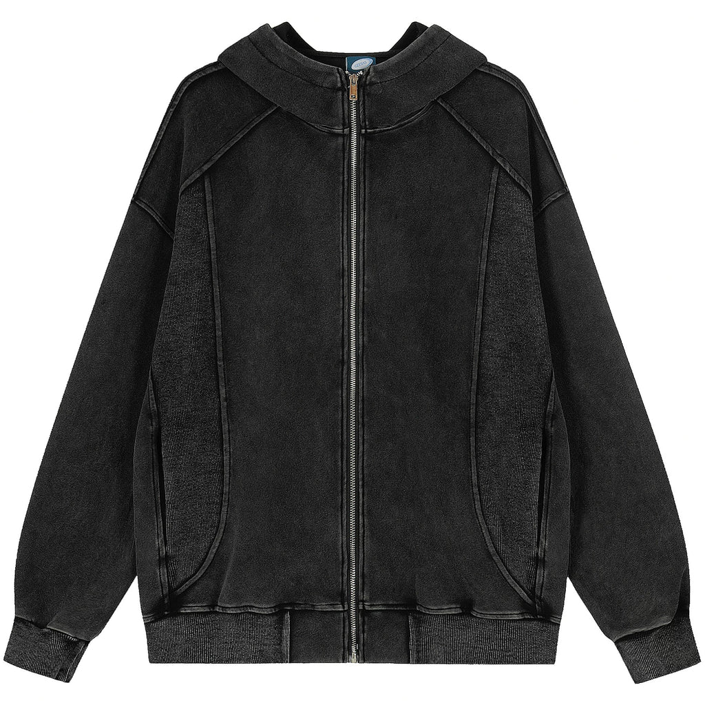 OV Original American Retro Three Dimensional Cut, Used Water Washed Hoodie, Women's Autumn Loose Casual Cardigan Coat