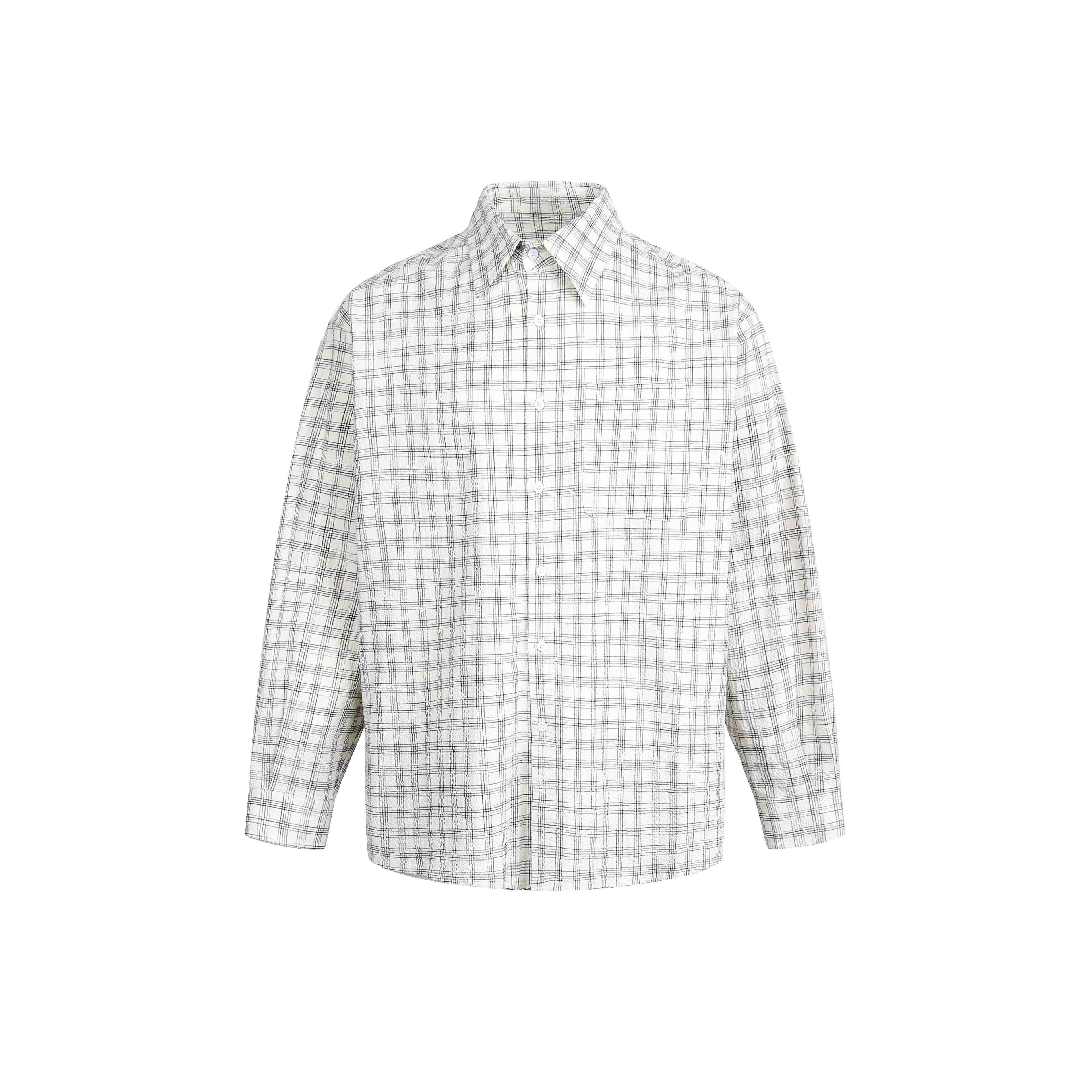 OV original American retro black checkered long sleeved shirt for women in spring, loose and high-end casual versatile shirt for men