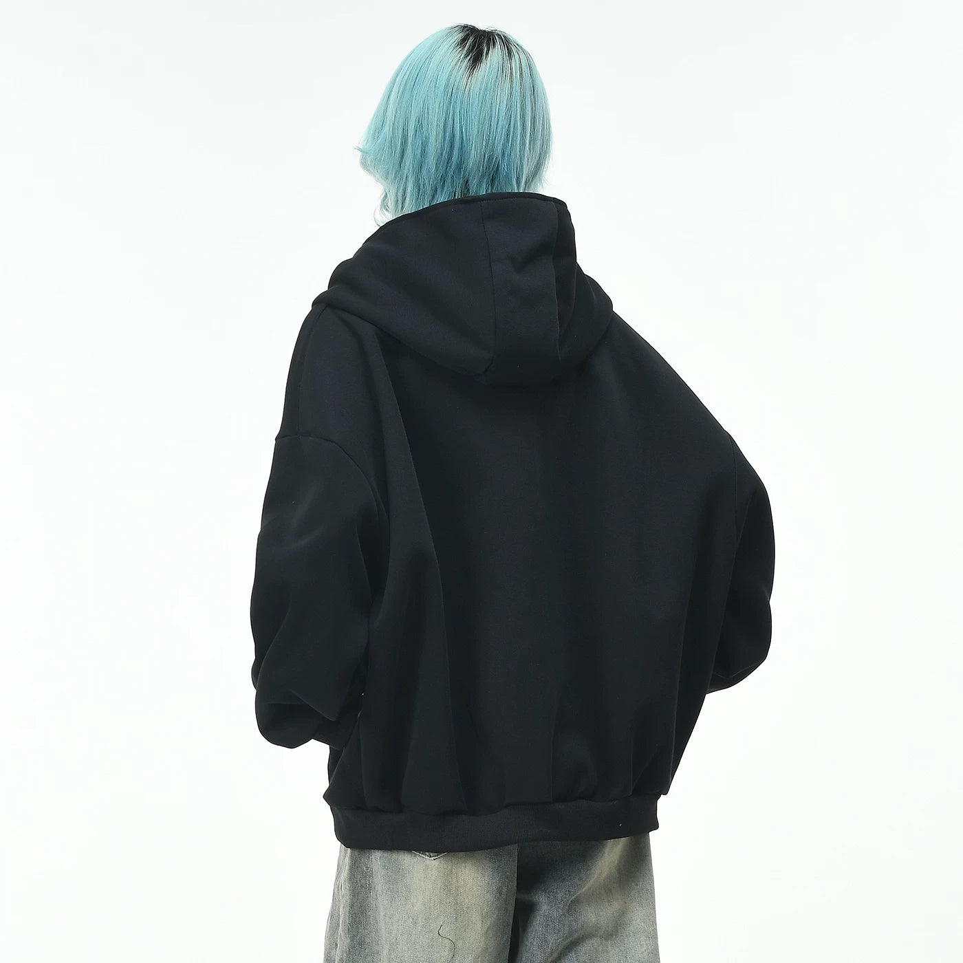 OV original high street retro pentagram rivet design hooded sweatshirt for men and women in autumn trendy brand loose cardigan jacket