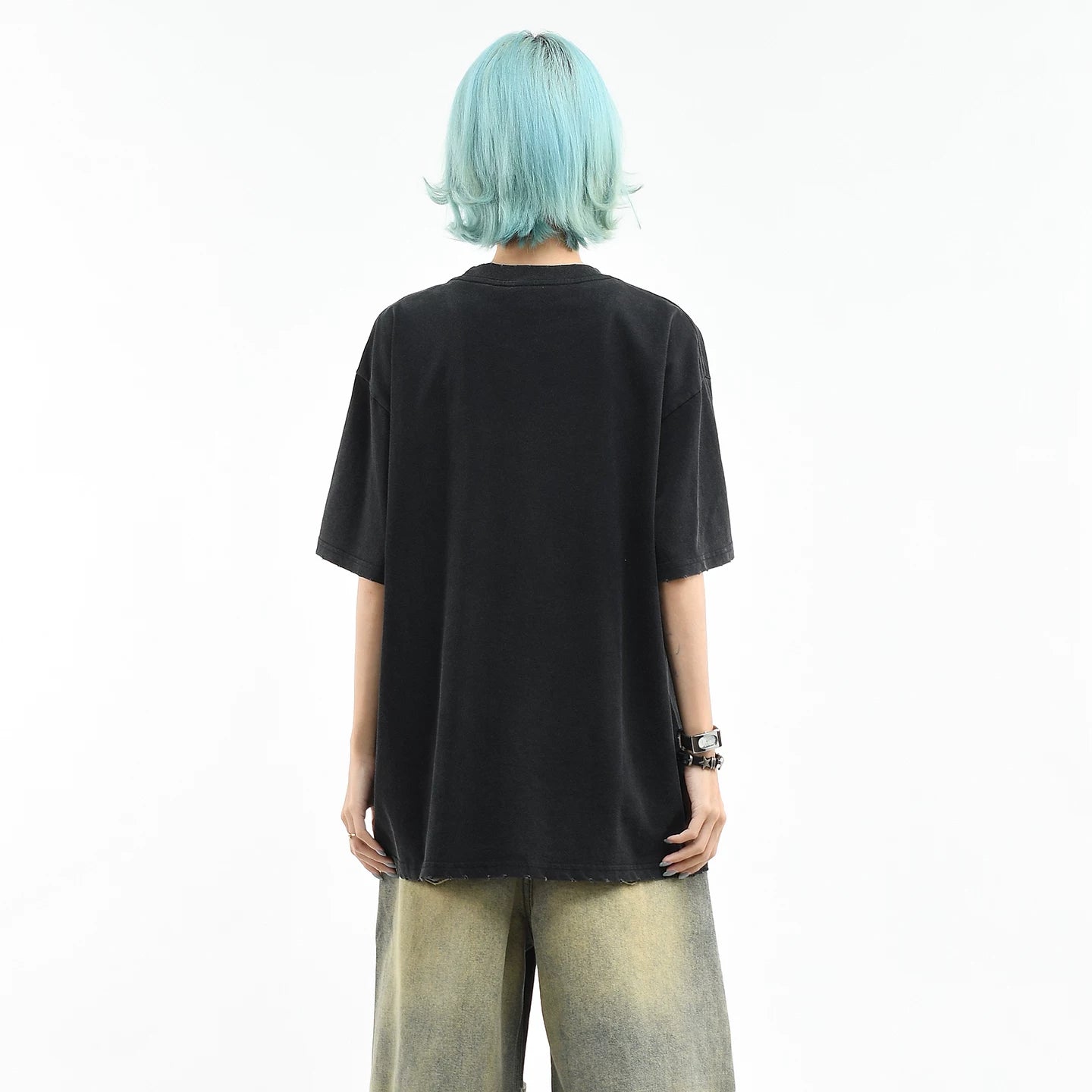 OV original/American rock character printed short sleeved T-shirt for women in summer, loose and vintage trendy brand high street style top for men