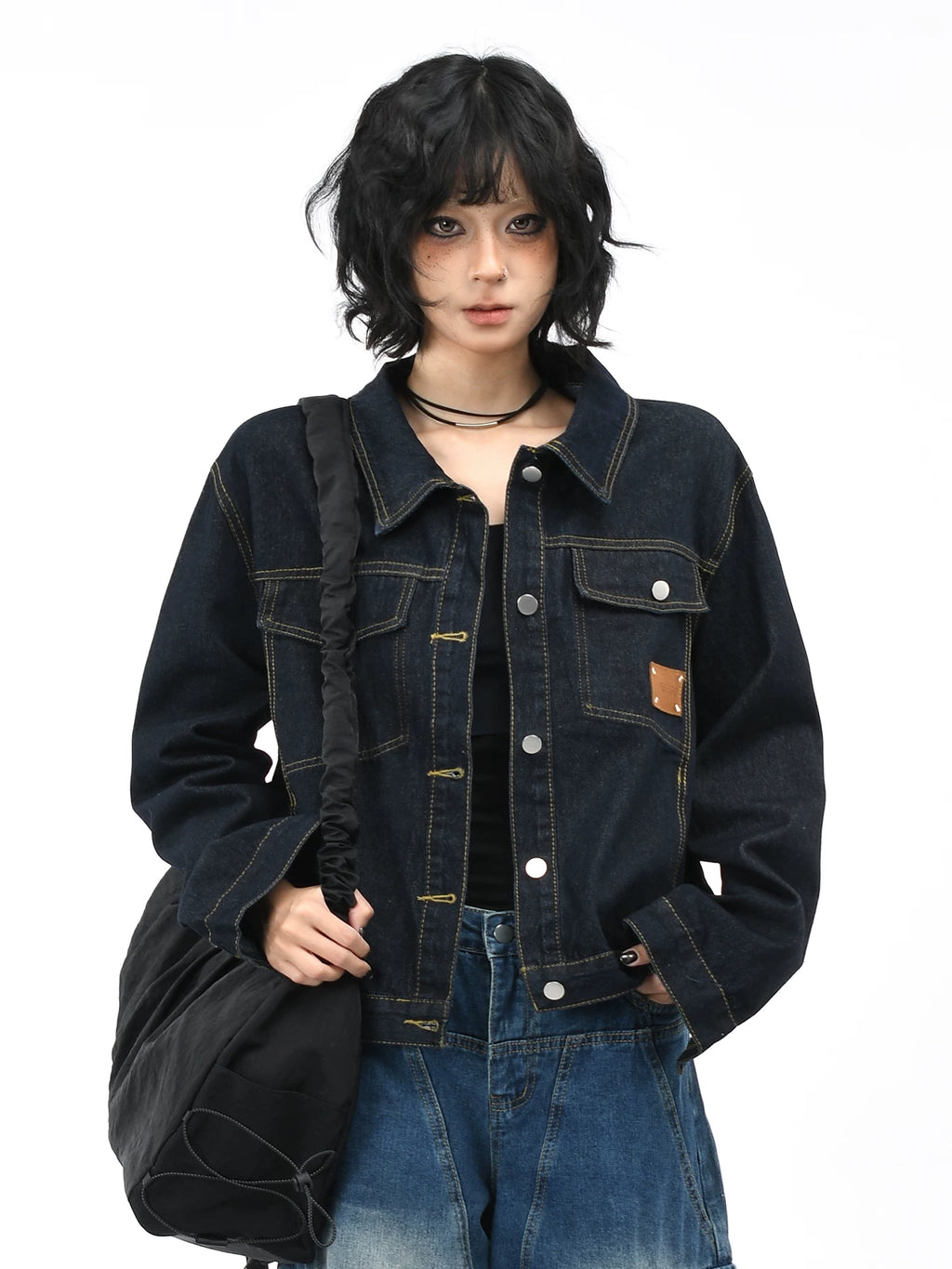 OV original American retro washed original color denim jacket for women, short and loose autumn casual jacket trend