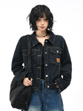 OV original American retro washed original color denim jacket for women, short and loose autumn casual jacket trend