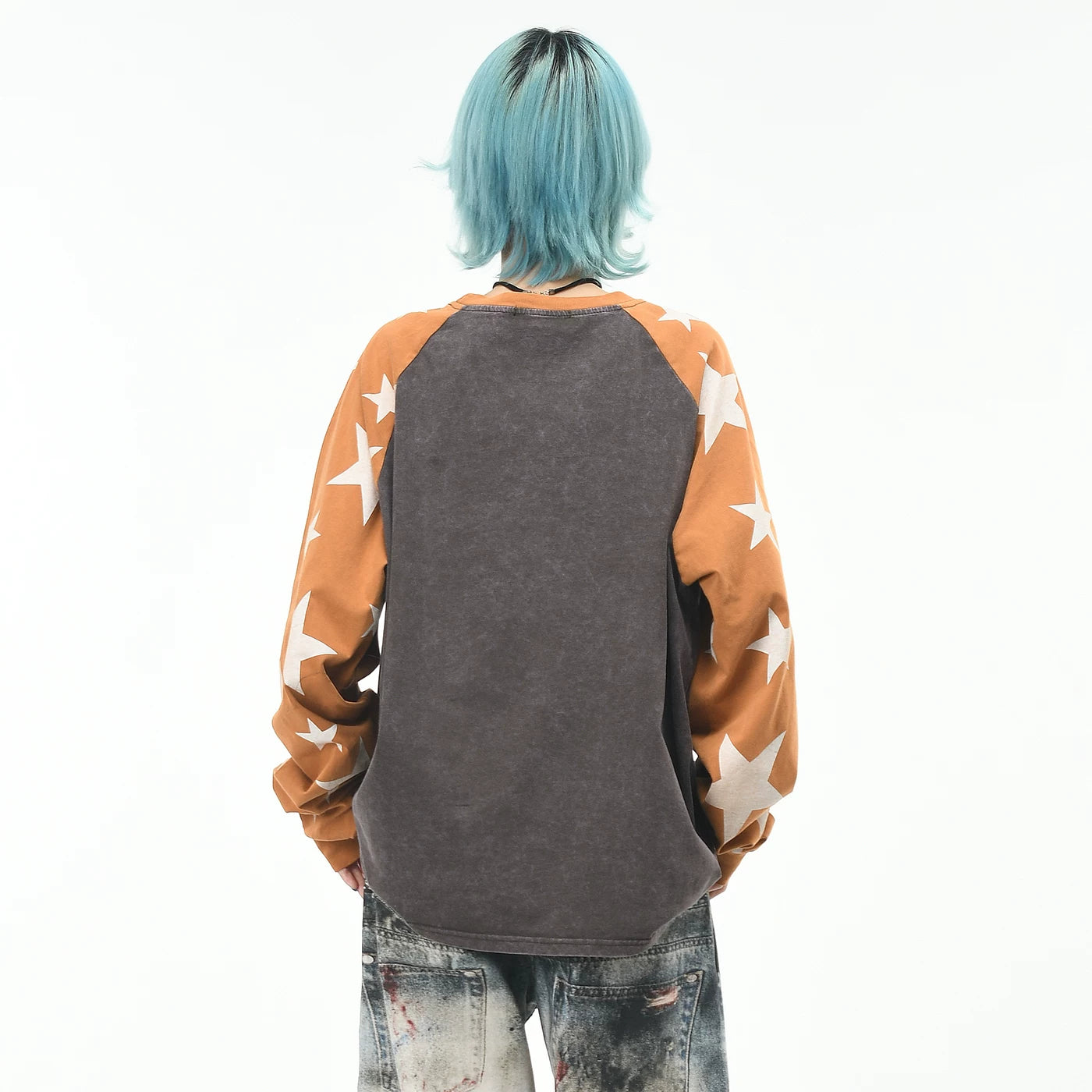 OV original/American hip-hop rock band printed long sleeved T-shirt for women in autumn, loose fitting raglan sleeves, vintage top for men