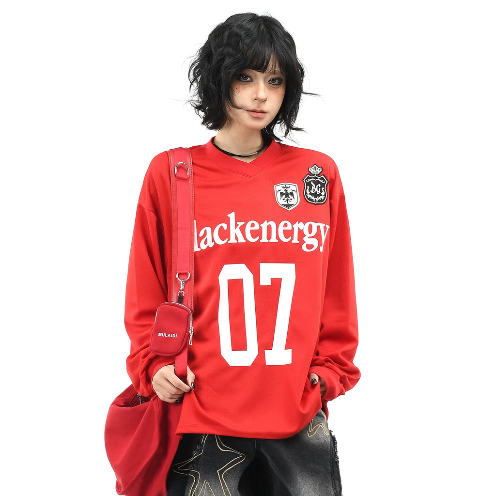 OV Original/American Retro Zexi Outdoor Sports Mesh Shirt for Men and Women Autumn Loose Casual Long Sleeve T-shirt