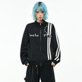 OV original American sport double striped embroidered short jacket for men and women, autumn loose zipper cardigan, casual jacket