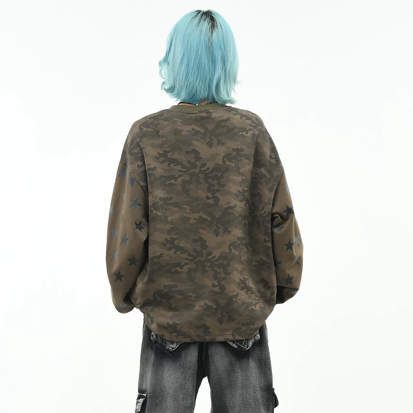 OV Original/American Retro Camouflage Hot Stamped Letter Long Sleeve T-shirt for Men and Women Autumn Trendy Brand Loose Shoulder Top Trendy