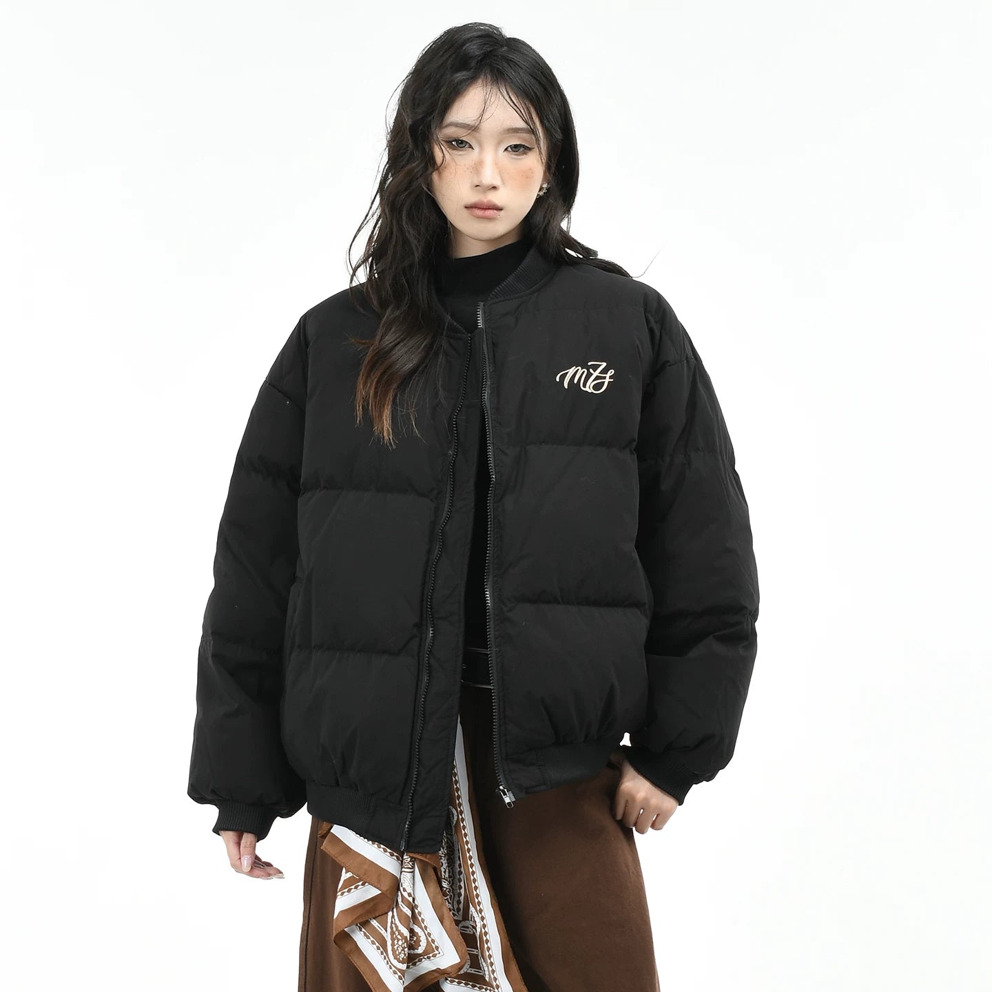 OV Original American Retro 90 White Duck Down Down Jacket Women's Winter Loose Warm Baseball Stand up Collar Bread Jacket