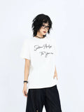 OV original/Summer American letter print Sorona cool short sleeved T-shirt for men and women boxy shoulder slimming top