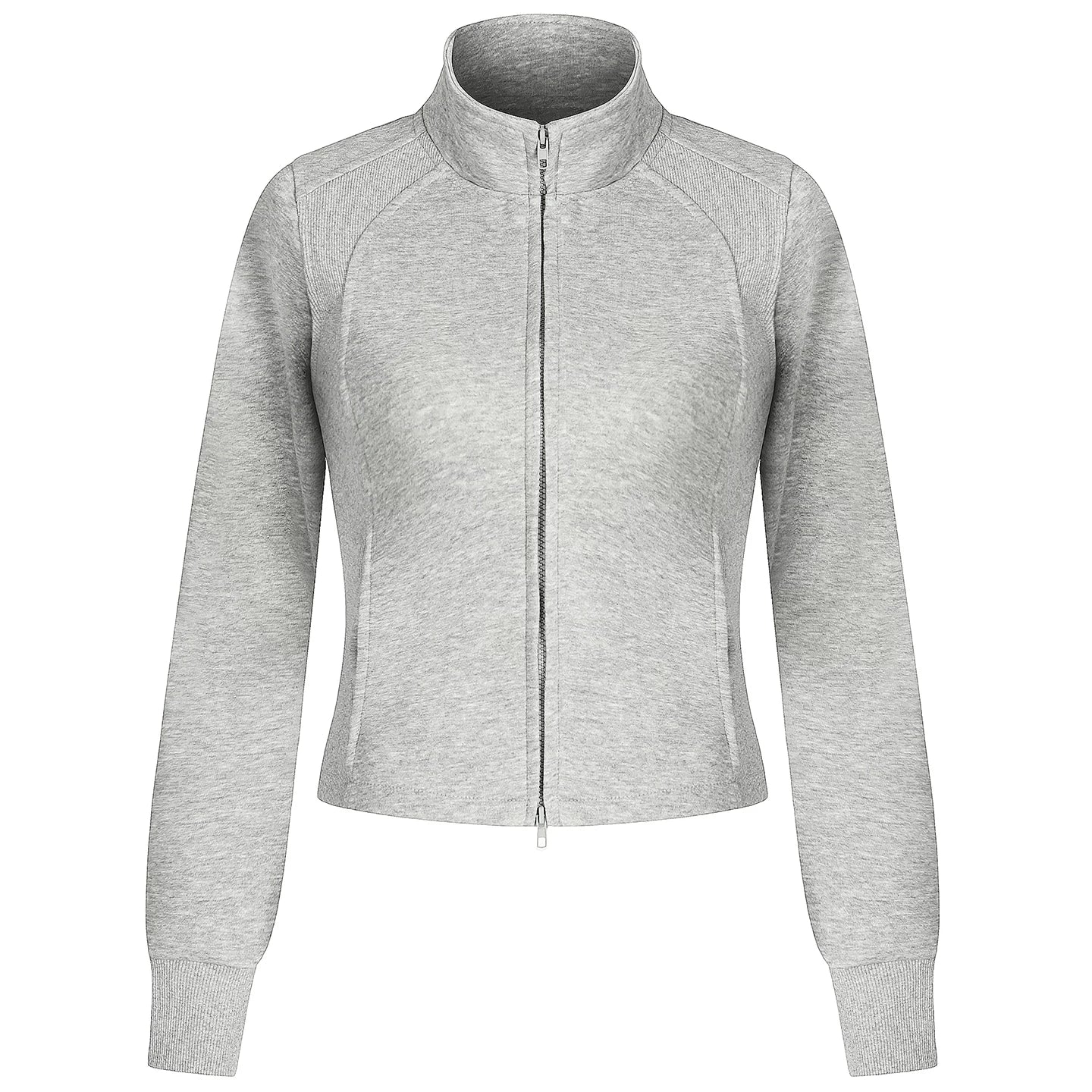 OV original American style short stand up collar shoulder sweatshirt for women's autumn street slimming and slimming effect, cardigan zipper long sleeved jacket