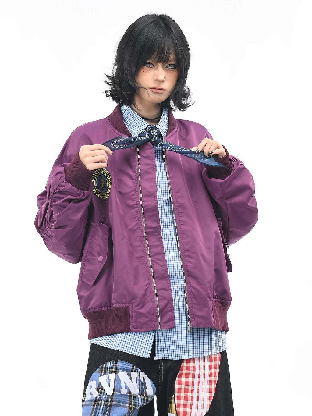 OV original American retro label embroidered baseball jacket for women, autumn loose casual pilot jacket for men, trendy