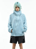 OV original diagonal zipper design outdoor hooded sunscreen jacket for women, summer loose breathable quick drying sunscreen jacket for men