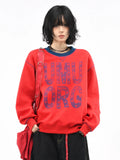 OV original American letter printed open line design round neck hoodie for men and women, autumn loose casual pullover top, trendy