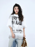 OV Original/Summer American Retro Letter Tie Dyeing for Old Wash Short Sleeve T-shirt for Men and Women Loose Half Sleeve Top Trendy