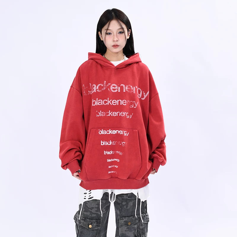 OV Original Autumn New High Street American Retro Doing Old Water Washed Hoodie for Men and Women Loose Couple Top Trendy