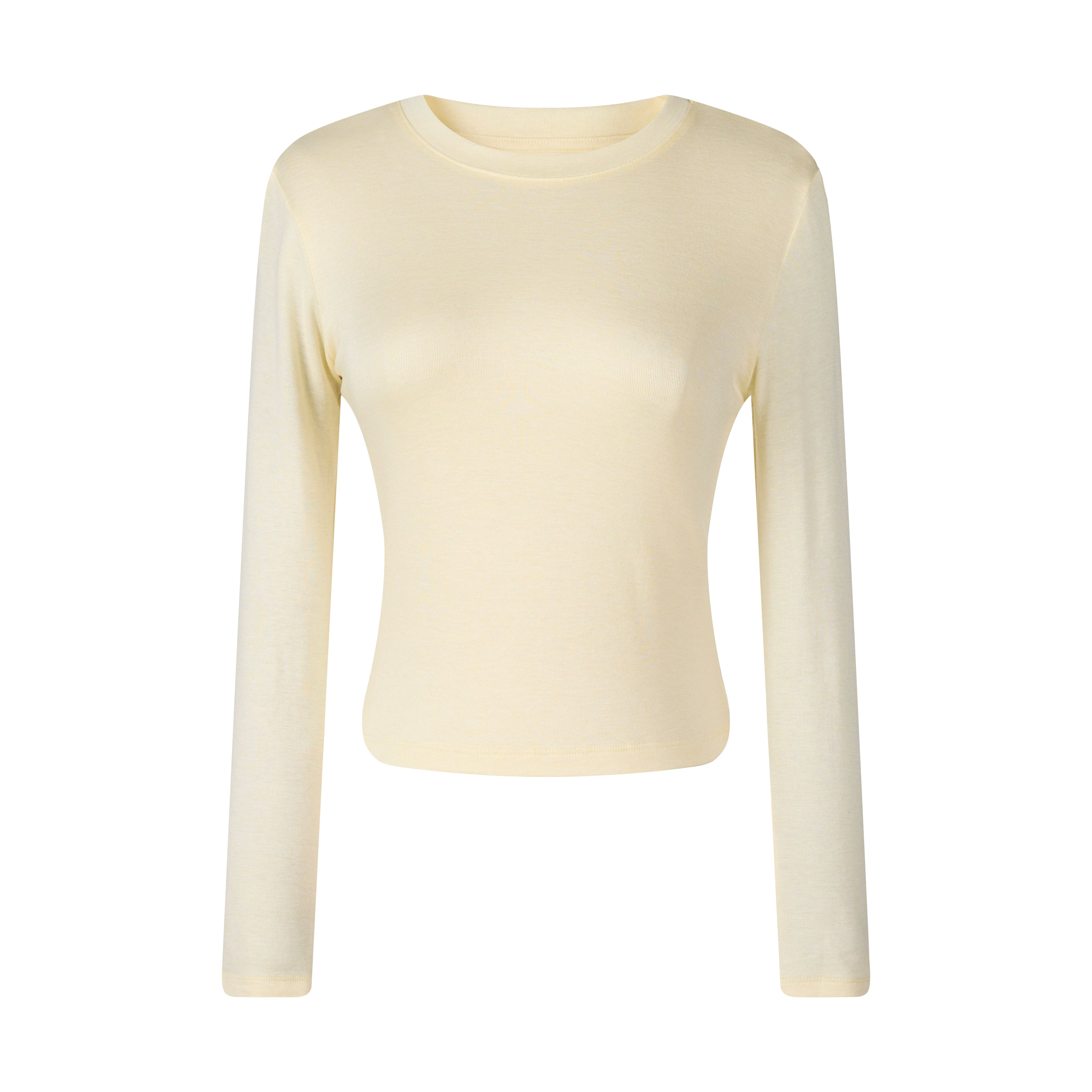 OV Original/White Long sleeved T-shirt Women's Autumn Korean Edition Slim fit Short Bottom Shirt Extremely Simple Style Solid Color Slimming Top