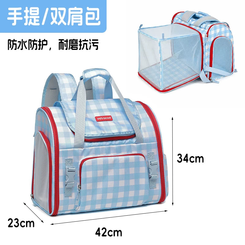 Ostracod pet portable backpack for outdoor use, breathable folding for carrying cats, large capacity backpack for carrying cats