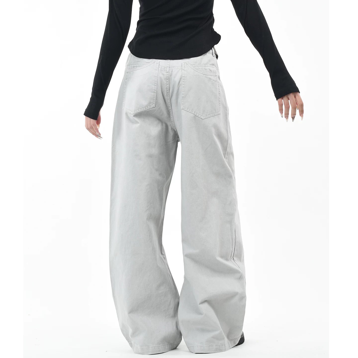 OV original American retro buckle design washed work pants for men and women niche design loose wide leg casual pants