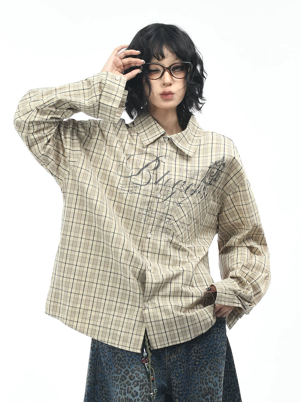 OV original autumn new style American retro checkered shirt jacket for men and women loose casual shirt long sleeved top trendy