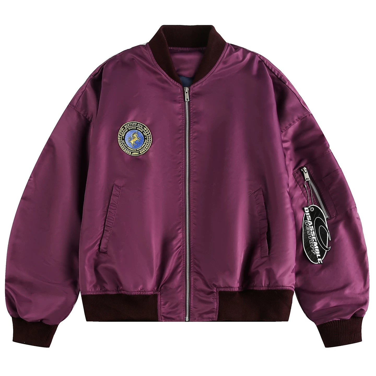 OV original American retro label embroidered baseball jacket for women, autumn loose casual pilot jacket for men, trendy