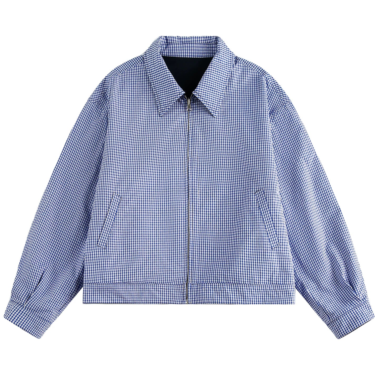 OV original American retro plaid double-sided jacket for men and women in autumn, small and loose casual short jacket trend