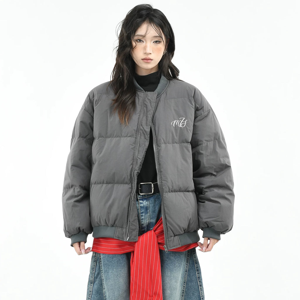 OV Original American Retro 90 White Duck Down Down Jacket Women's Winter Loose Warm Baseball Stand up Collar Bread Jacket
