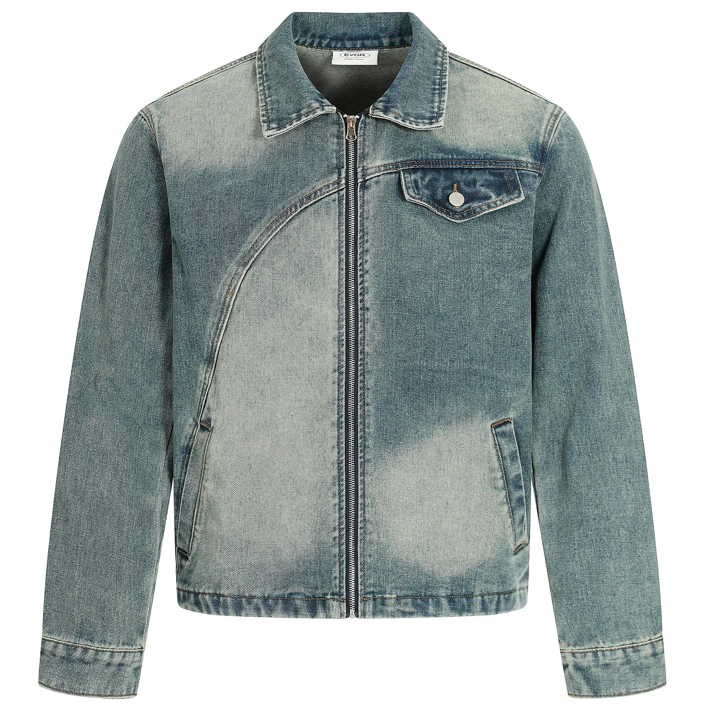 OV original American deconstruction splicing washed denim jacket for women's autumn street loose casual short jacket