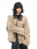 OV original American retro Detroit vintage washed workwear jacket, women's destructive design sense, autumn coat, men's trend