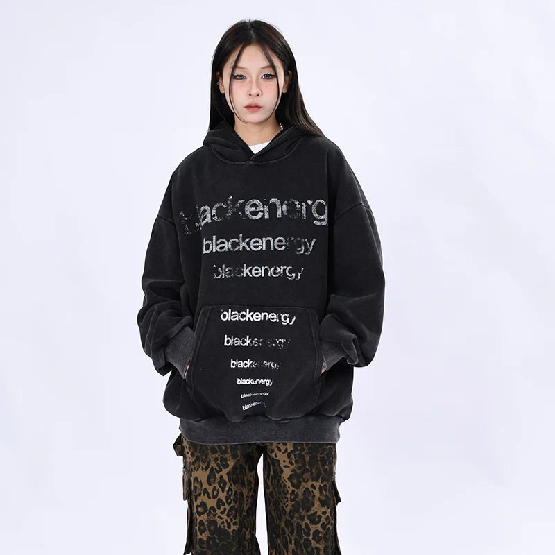 OV Original Autumn New High Street American Retro Doing Old Water Washed Hoodie for Men and Women Loose Couple Top Trendy