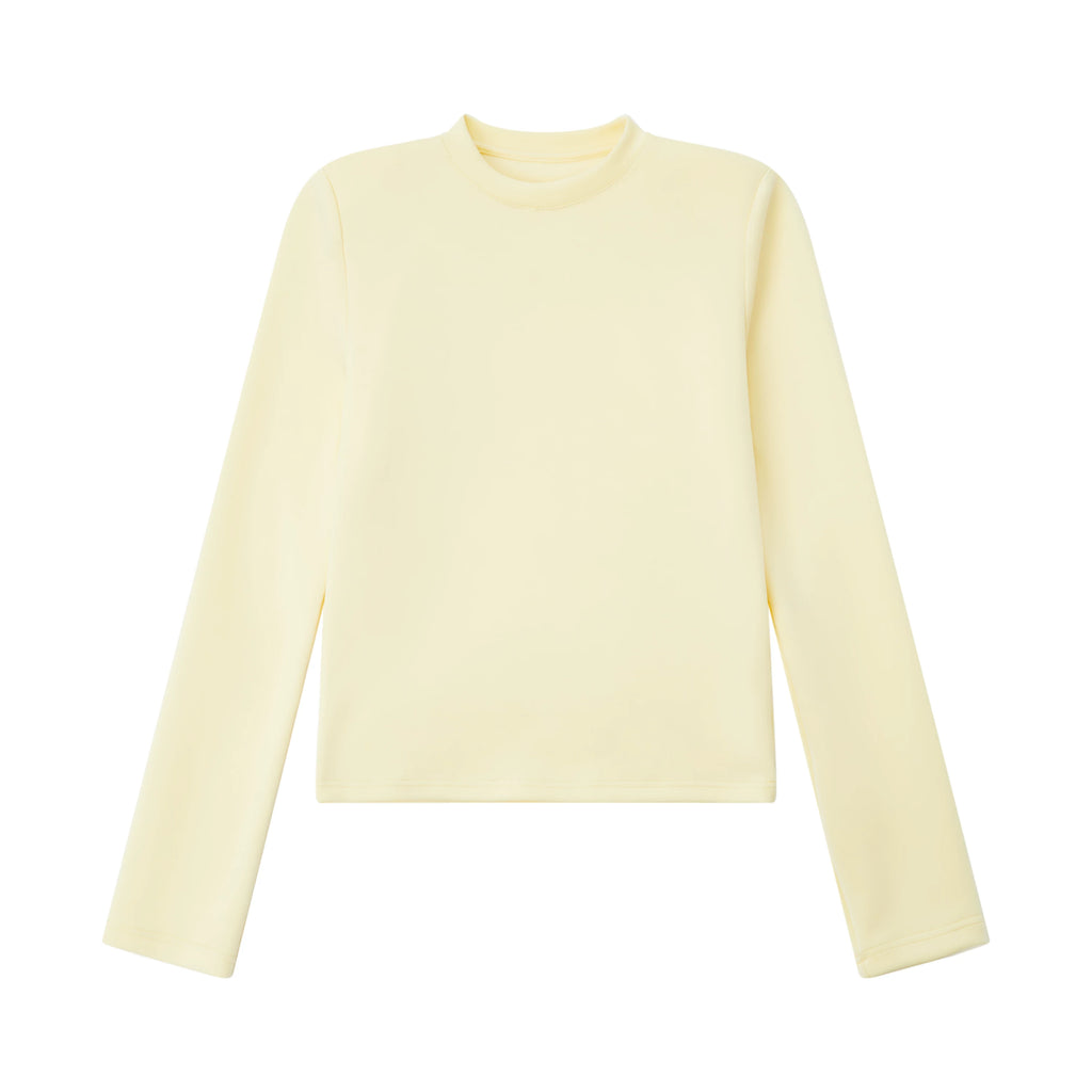 OV original/American slim fit solid color half high neck long sleeved T-shirt for women in autumn, short style shoulder pads, high-end feeling, base shirt trend