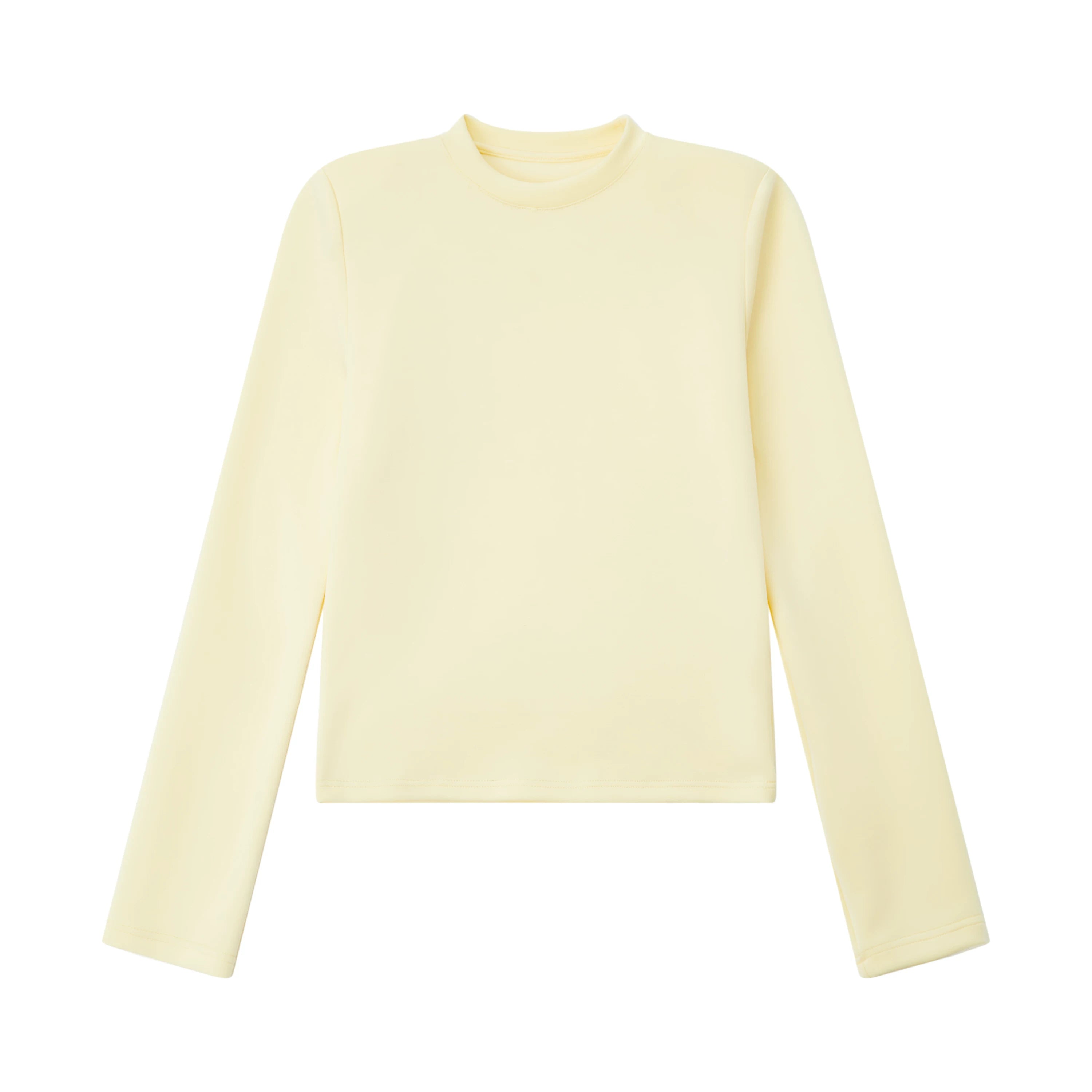 OV original/American slim fit solid color half high neck long sleeved T-shirt for women in autumn, short style shoulder pads, high-end feeling, base shirt trend