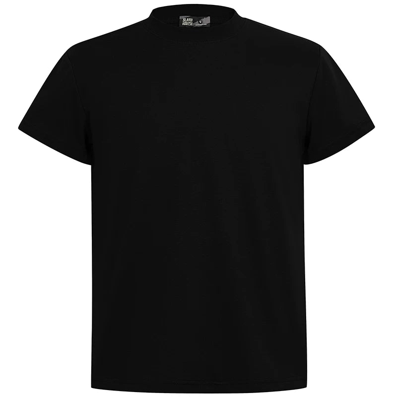 OV original/High Street American solid color quick drying cool feeling ice leather short sleeved T-shirt for men and women boxy shoulder slimming top trendy