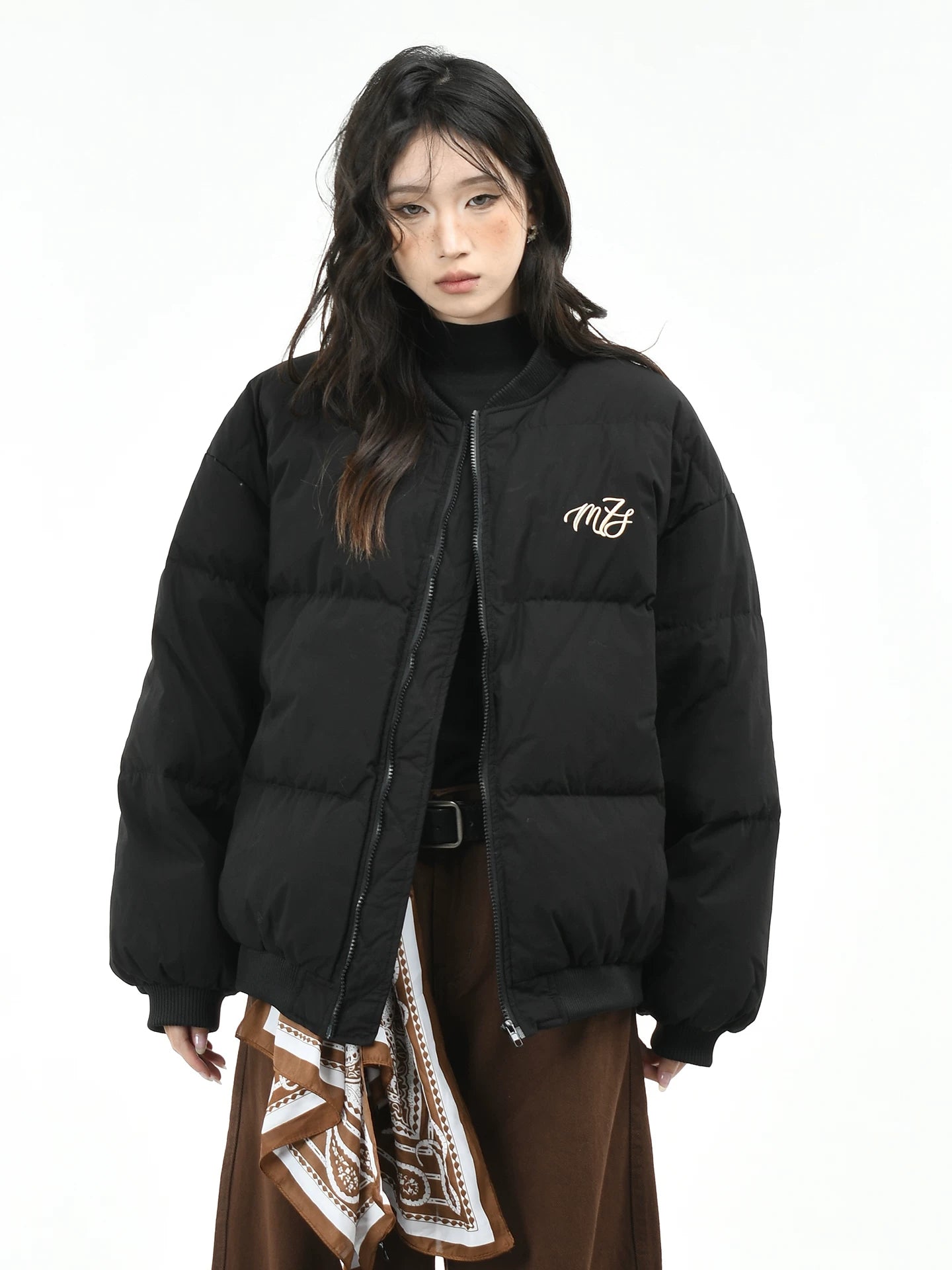 OV Original American Retro 90 White Duck Down Down Jacket Women's Winter Loose Warm Baseball Stand up Collar Bread Jacket