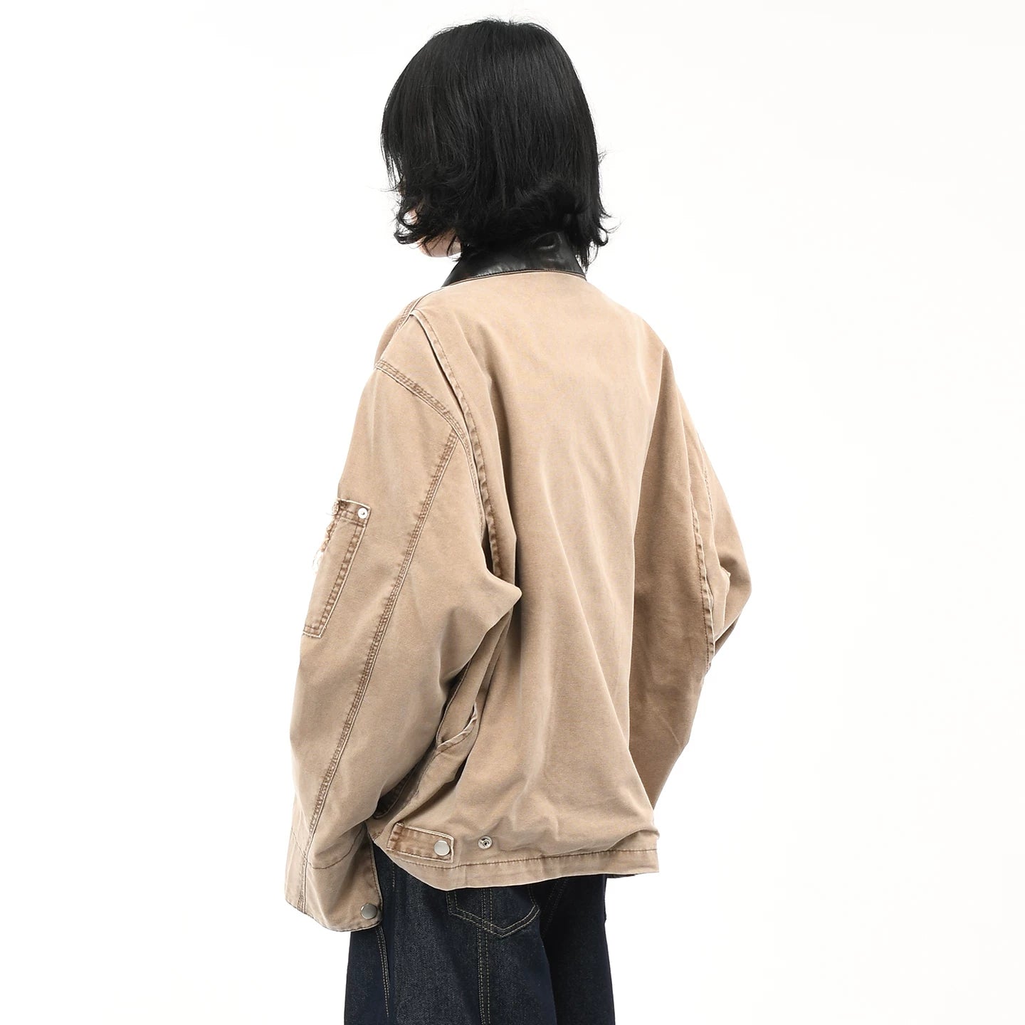 OV original American retro Detroit vintage washed workwear jacket, women's destructive design sense, autumn coat, men's trend
