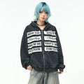 OV Original American Retro Alphabet Embroidered Hoodie Women's Autumn Loose Vintage Cardigan Coat Men's Trendy