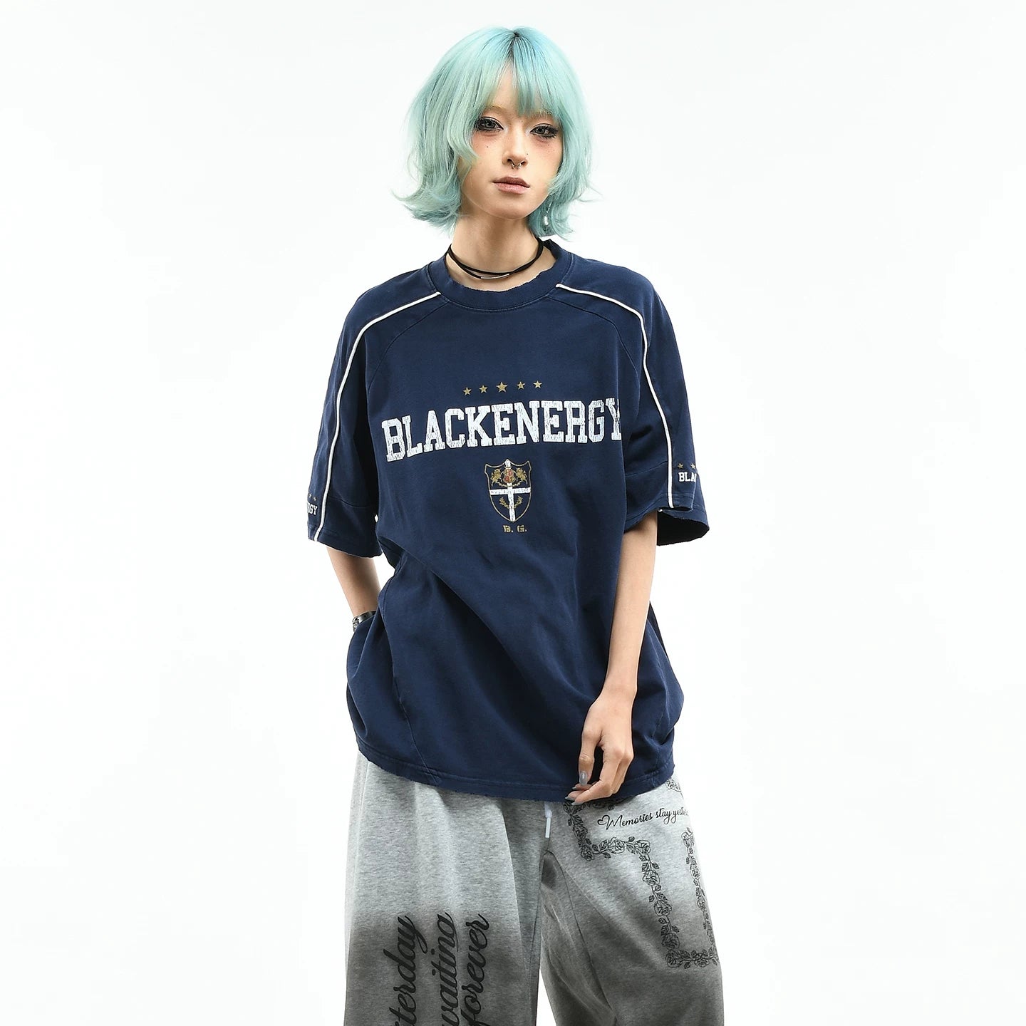 OV original/American retro letter printed sports short sleeved T-shirt for men and women in summer, loose fitting raglan sleeves, trendy brand top