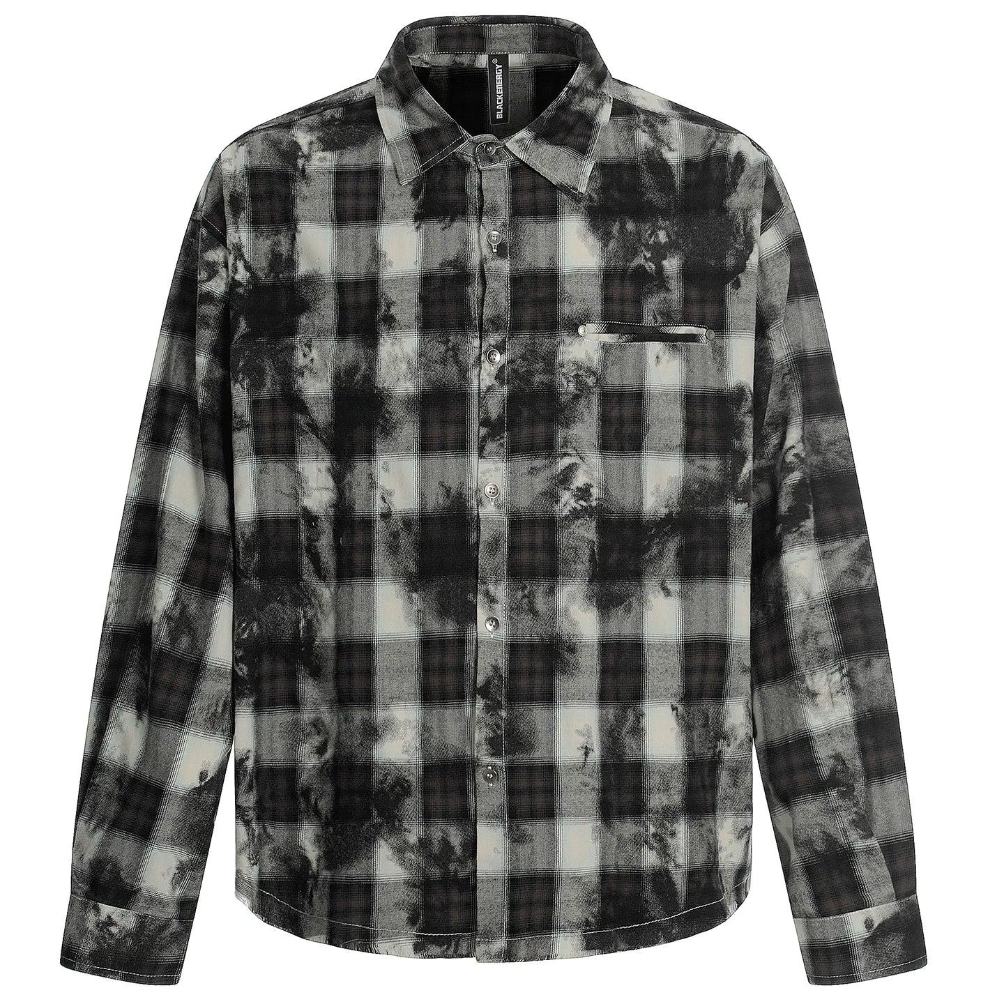 OV original American retro plaid tie dye vintage long sleeved shirt for men and women in autumn, loose and casual, fringed shirt trend