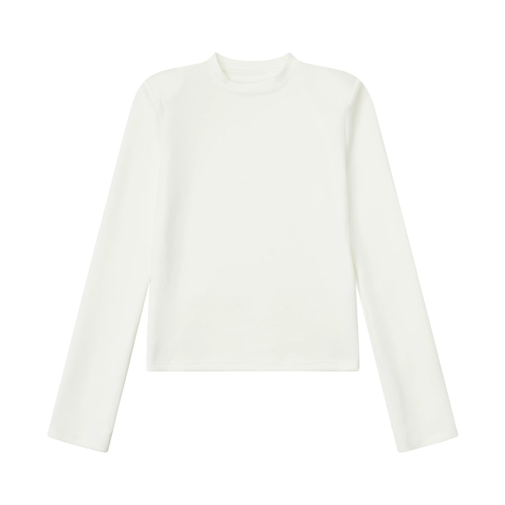 OV original/American slim fit solid color half high neck long sleeved T-shirt for women in autumn, short style shoulder pads, high-end feeling, base shirt trend