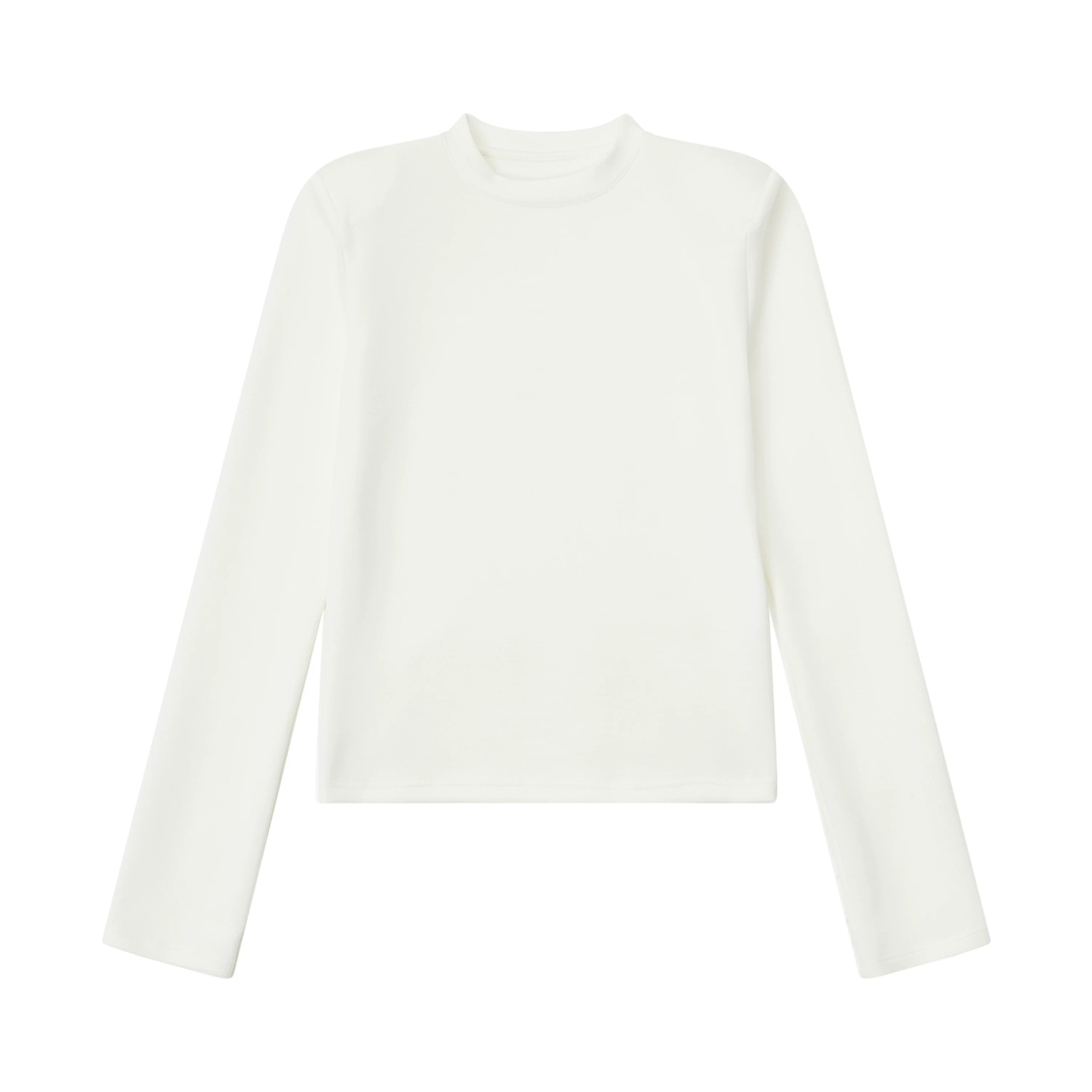 OV original/American slim fit solid color half high neck long sleeved T-shirt for women in autumn, short style shoulder pads, high-end feeling, base shirt trend