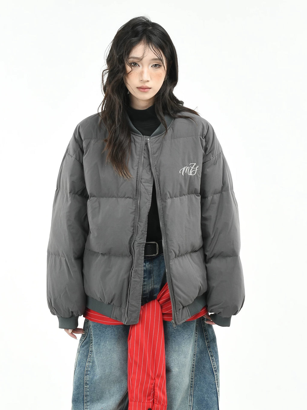 OV Original American Retro 90 White Duck Down Down Jacket Women's Winter Loose Warm Baseball Stand up Collar Bread Jacket