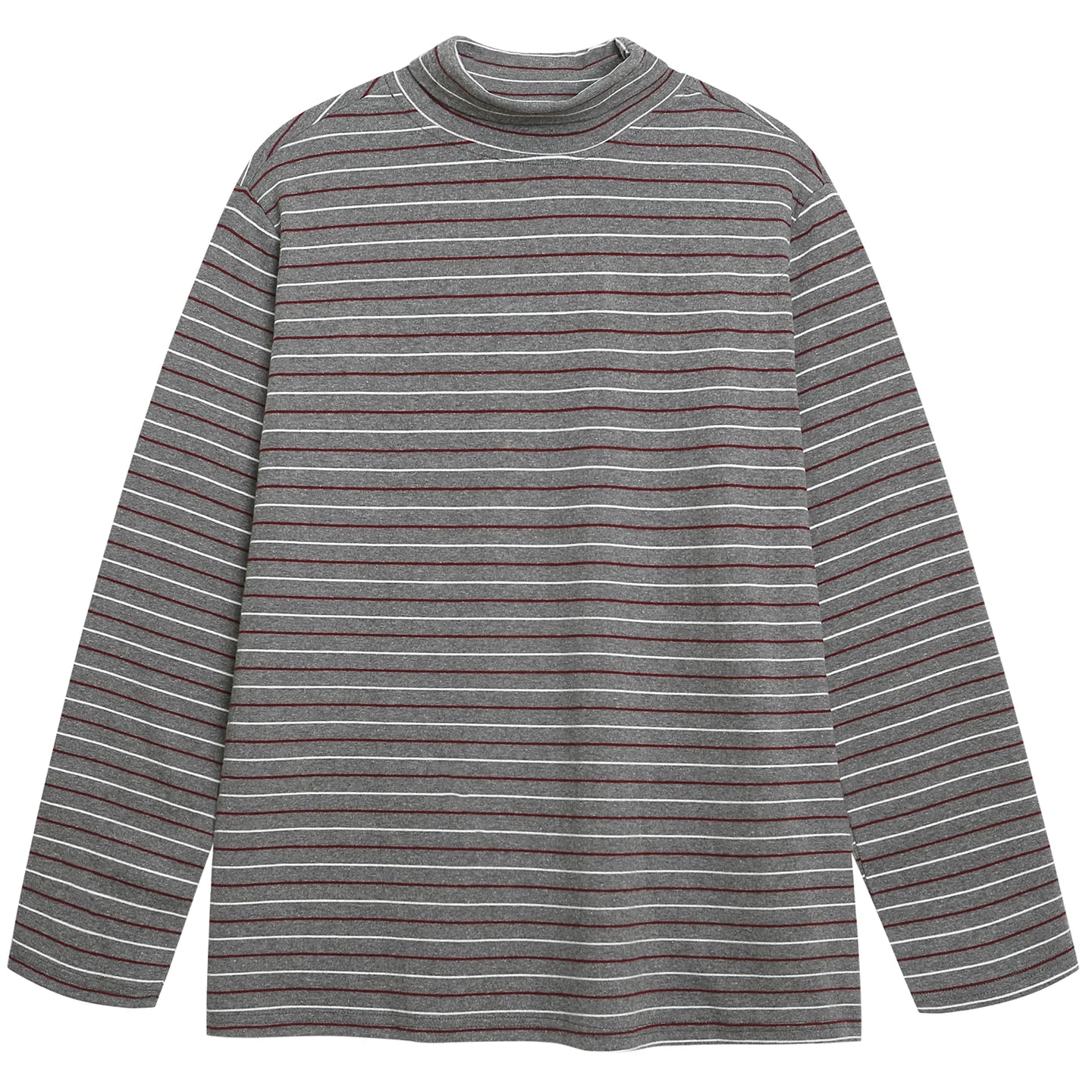 OV Original/American Money Style Striped High Collar Long Sleeve T-shirt for Men and Women in Autumn, Loose and Versatile Bottom Shirt, Top Trendy